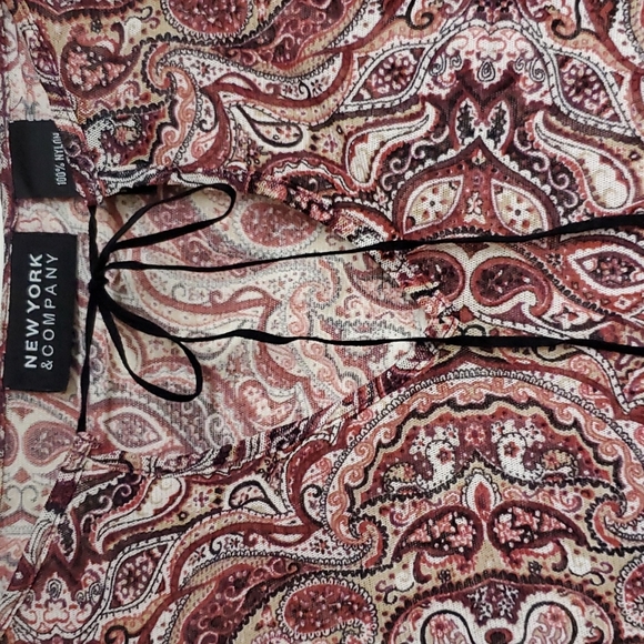 New York and Co. Bohemian Design Sheer Long Sleeve Top - Picture 5 of 5